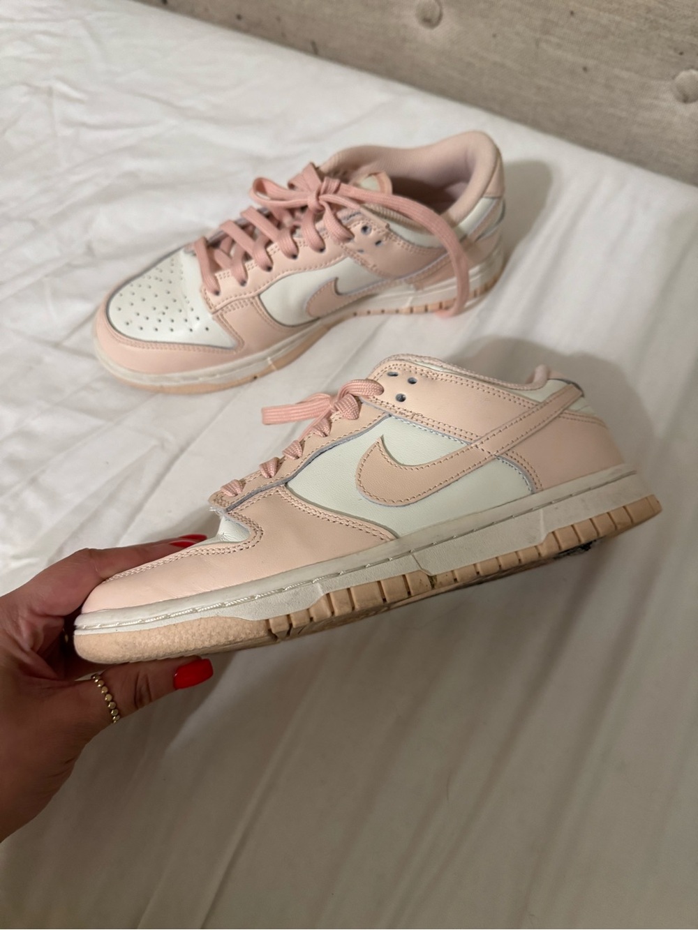 Nike Low-Top Dunks in Blush Pink and White